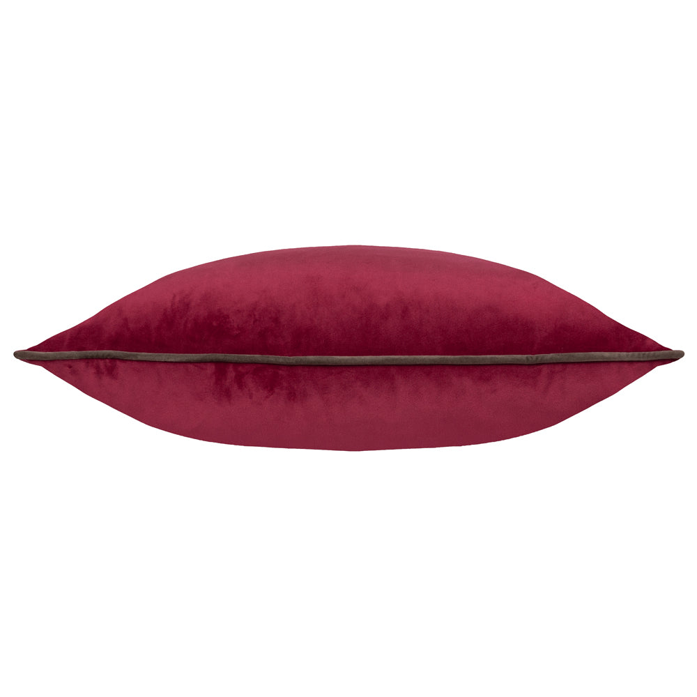 Meridian Velvet Cushion Cranberry/Mocha