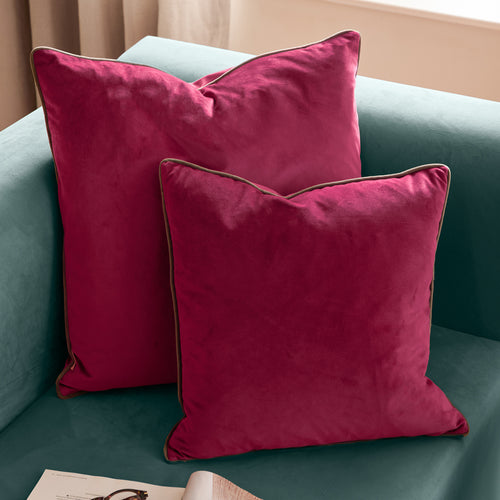 Meridian Velvet Cushion Cranberry/Mocha