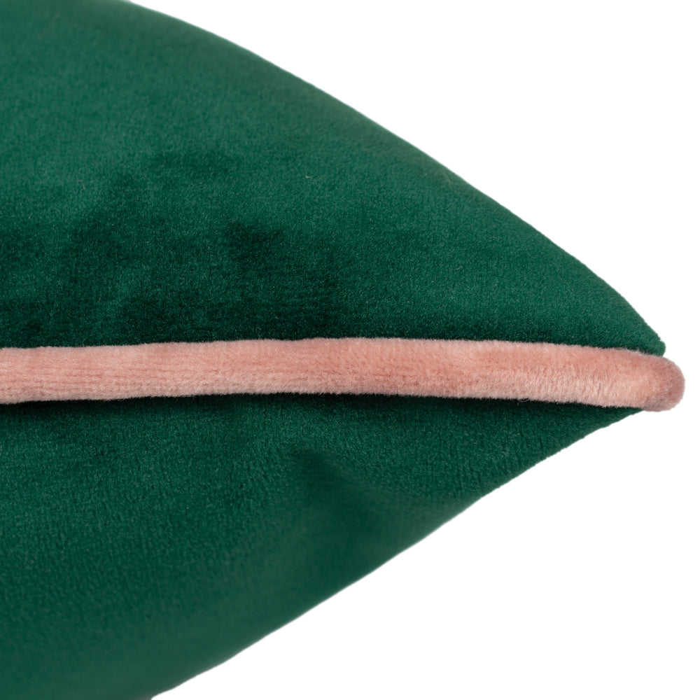 Meridian Velvet Cushion Emerald/Blush