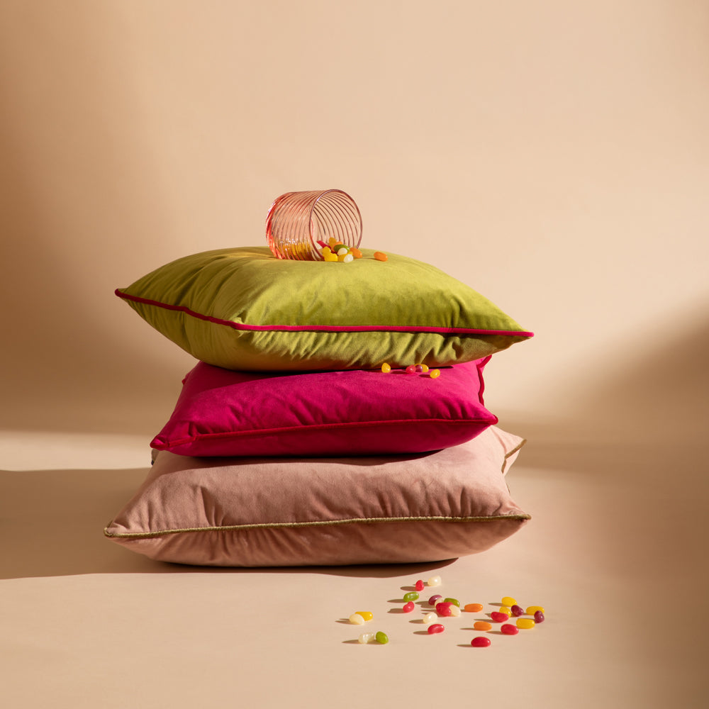 Meridian Velvet Cushion Hot Pink/Red