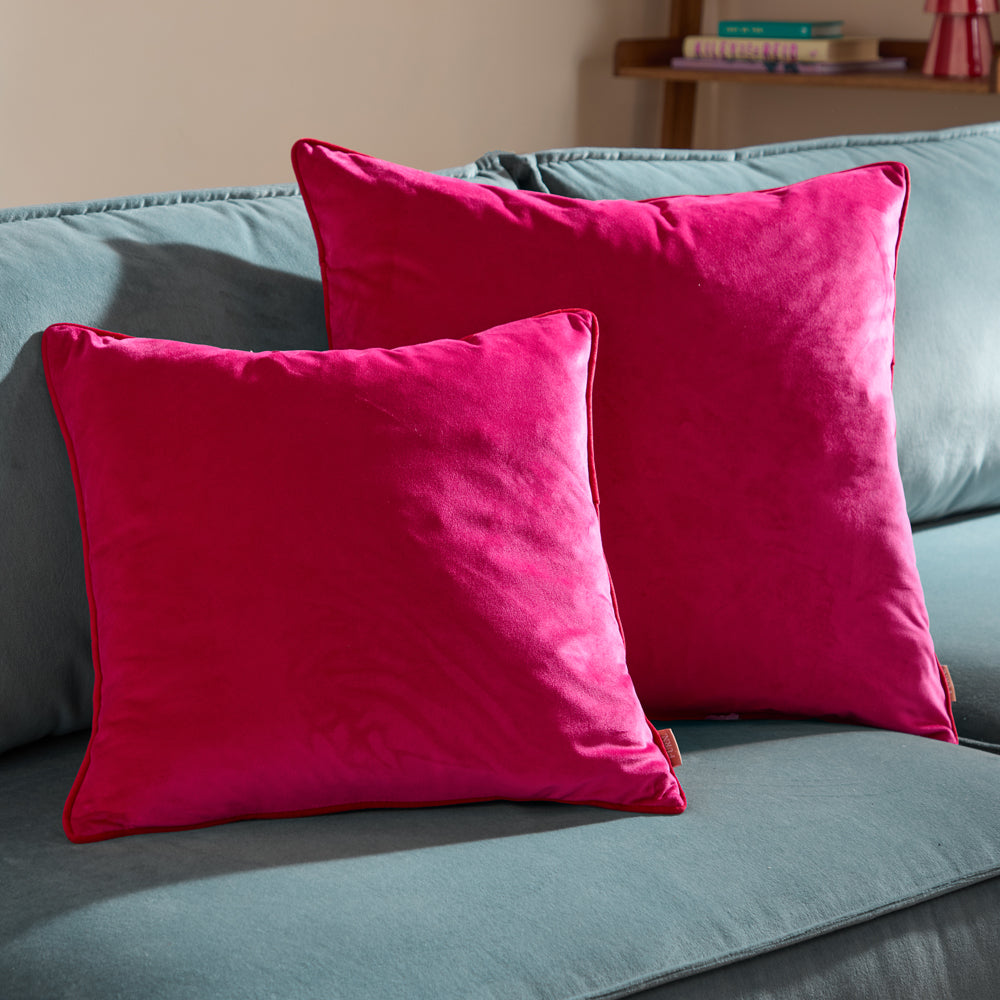 Meridian Velvet Cushion Hot Pink/Red