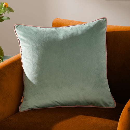 Plain Blue Cushions - Meridian Velvet Cushion Cover Mineral/Blush Furn