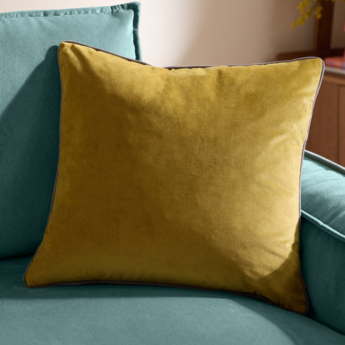 Plain Green Cushions - Meridian Velvet Cushion Cover Moss/Charcoal Furn