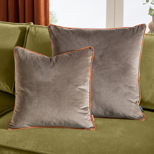 Meridian Velvet Cushion Mocha/Pumpkin