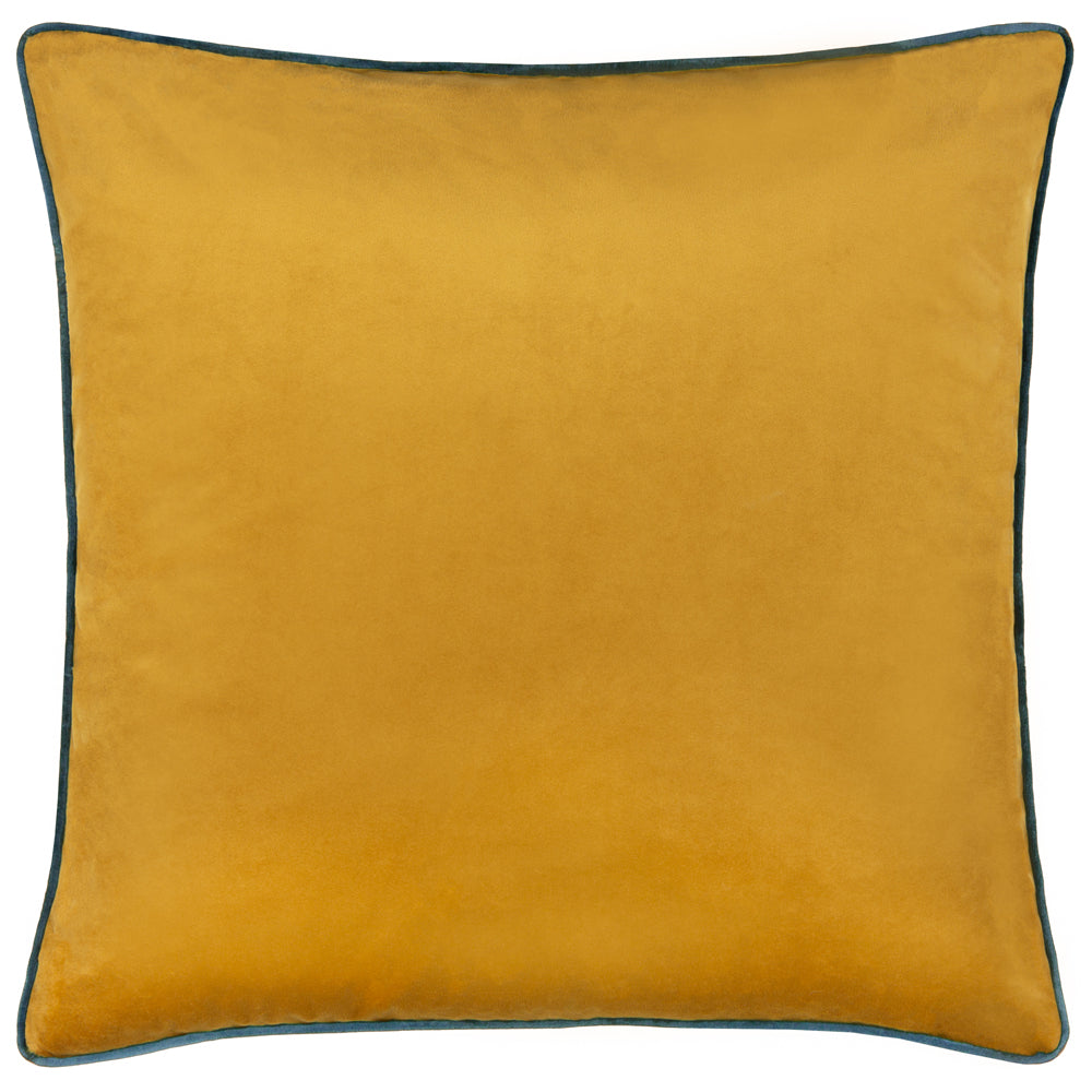 Meridian Velvet Cushion Ochre/Teal