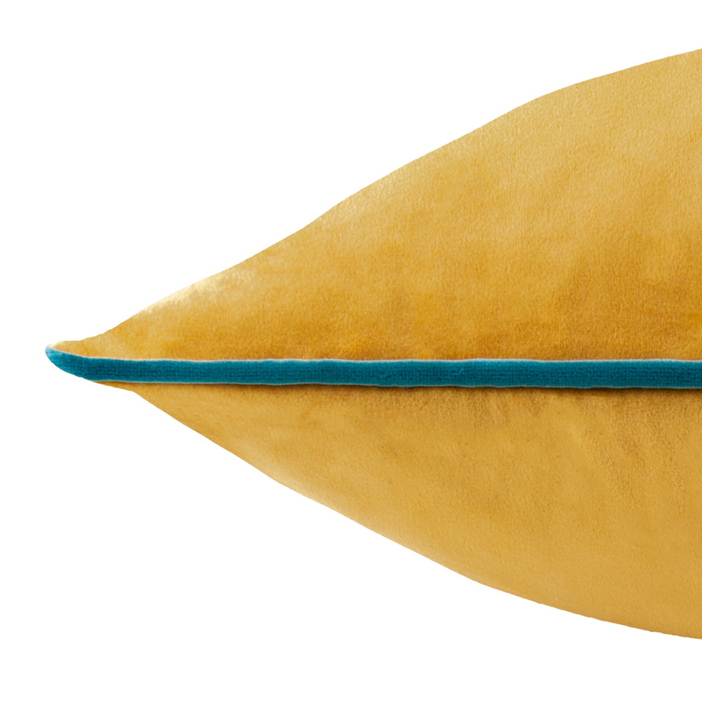 Meridian Velvet Cushion Ochre/Teal