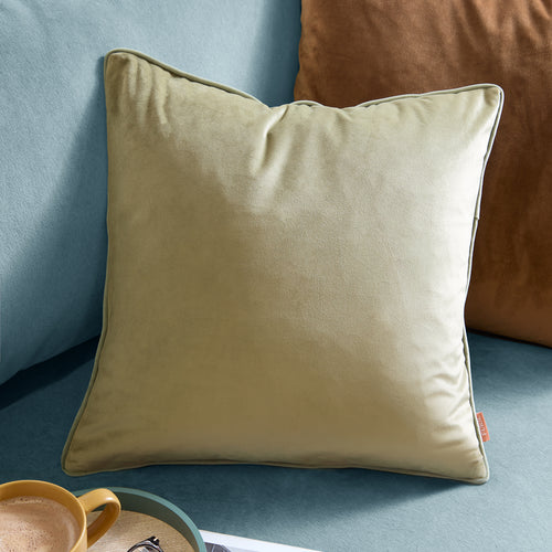 Plain Green Cushions - Meridian Velvet Cushion Cover Sage/Green Furn