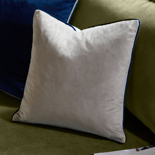 Plain Grey Cushions - Meridian Velvet Cushion Cover Silver/Navy Furn