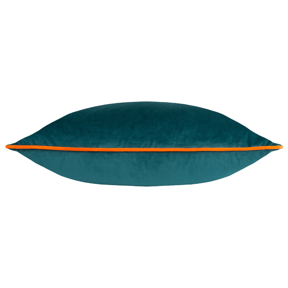 Meridian Velvet Cushion Teal/Clementine