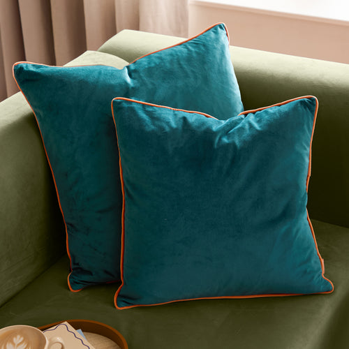 Meridian Velvet Cushion Teal/Tiger