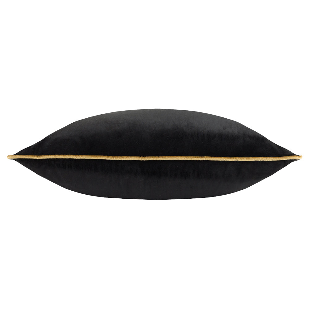 Black velvet cushions with gold trim best sale