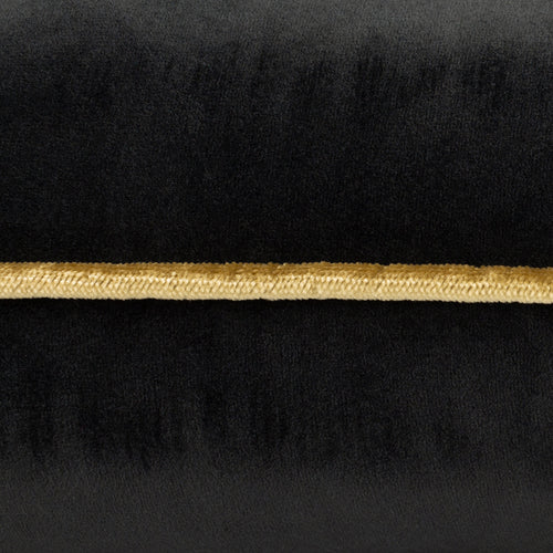 Plain Black Cushions - Meridian Velvet Cushion Cover Black/Gold Paoletti