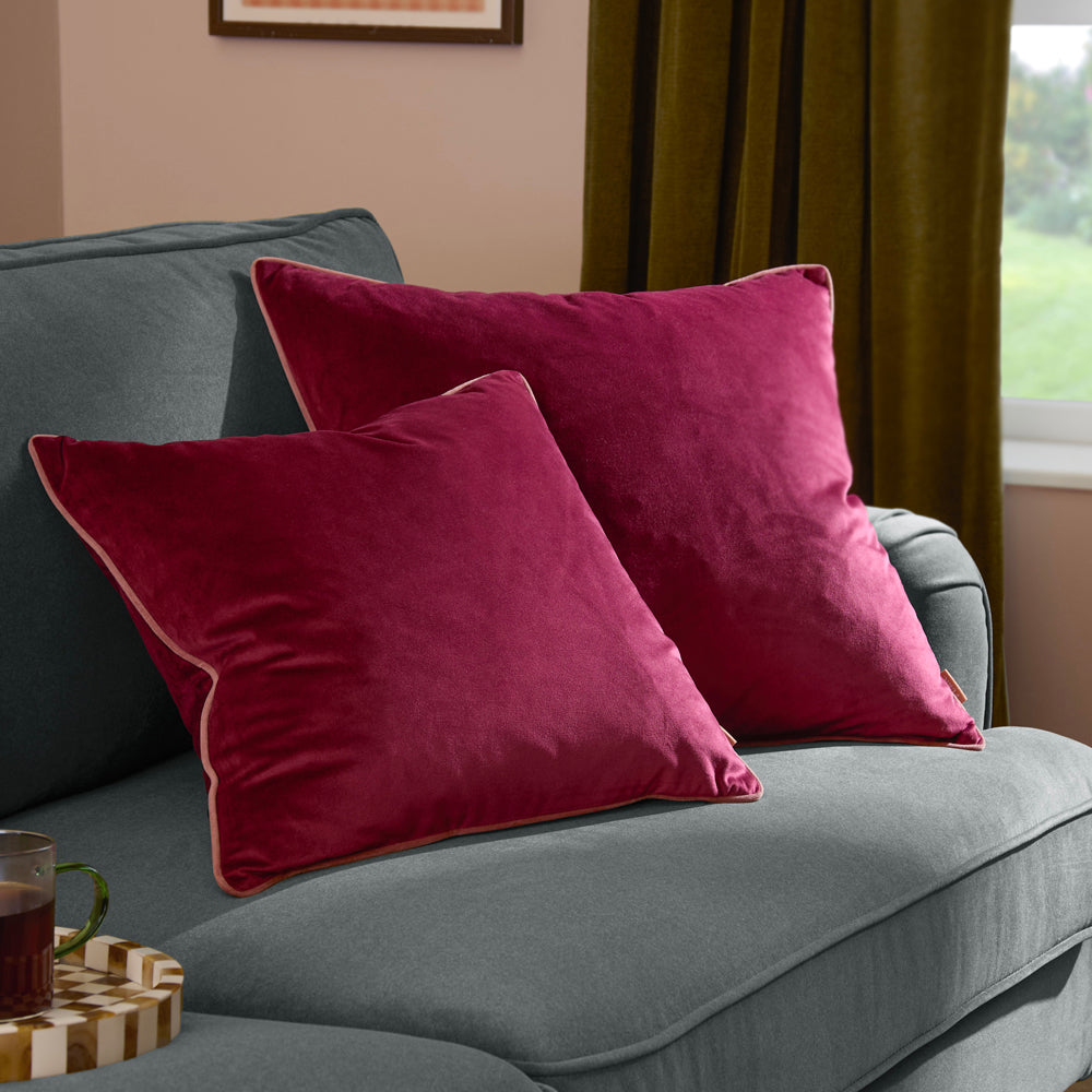 Meridian Velvet Cushion Burgundy/Slipper