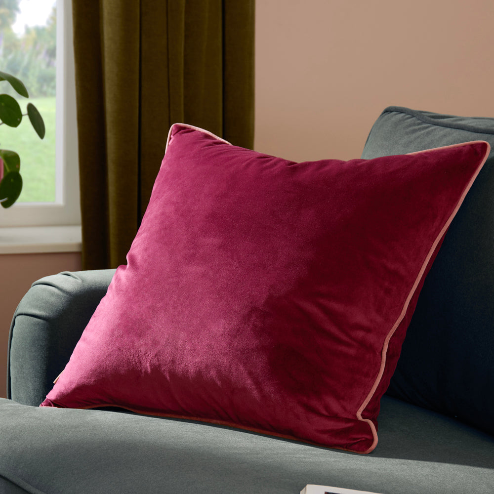 Meridian Velvet Cushion Burgundy/Slipper