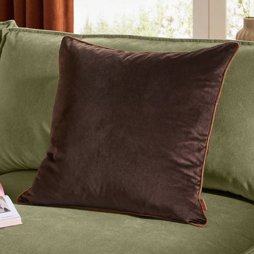 Meridian Velvet Cushion Chocolate/Caramel