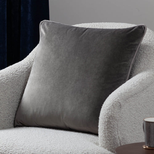 Plain Grey Cushions - Meridian Velvet Cushion Cover Charcoal/Dove Paoletti