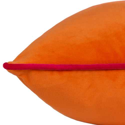 Plain Orange Cushions - Meridian Velvet Cushion Cover Clementine/Hot Pink Paoletti