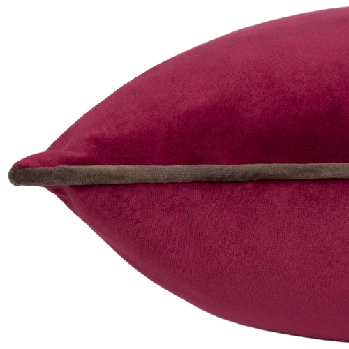 Plain Red Cushions - Meridian Velvet Cushion Cover Cranberry/Mocha Paoletti