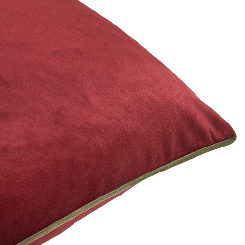 Meridian Velvet Cushion Dark Red/Fir Green