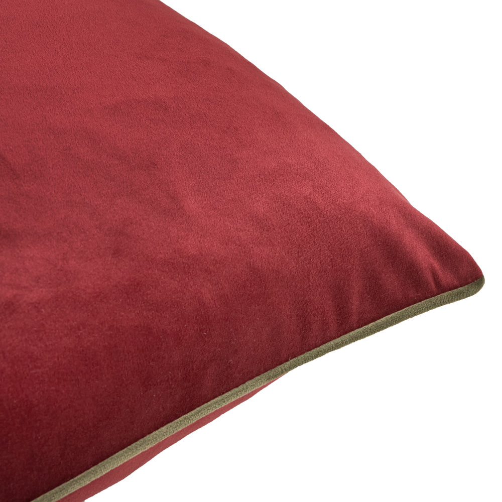 Meridian Velvet Cushion Dark Red/Fir Green
