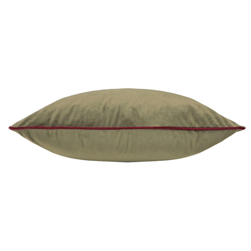 Meridian Velvet Cushion Fir Green/Dark Red