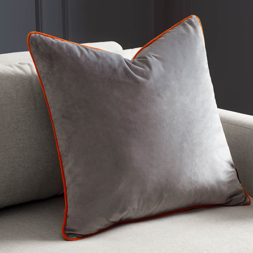 Plain Grey Cushions - Meridian Velvet Cushion Cover Grey/Clementine Paoletti