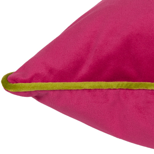 Plain Pink Cushions - Meridian Velvet Cushion Cover Hot Pink/Lime Paoletti