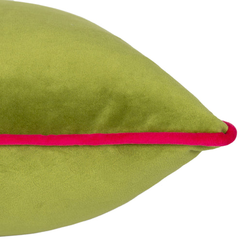 Plain Green Cushions - Meridian Velvet Cushion Cover Lime/Hot Pink Paoletti