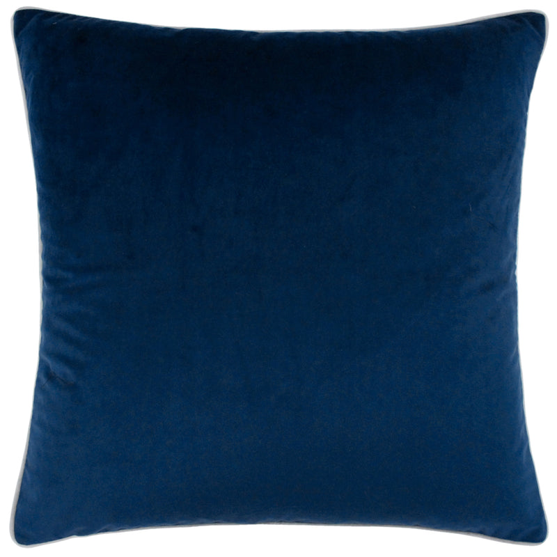 Plain Blue Cushions - Meridian Velvet Cushion Cover Navy/Silver Paoletti