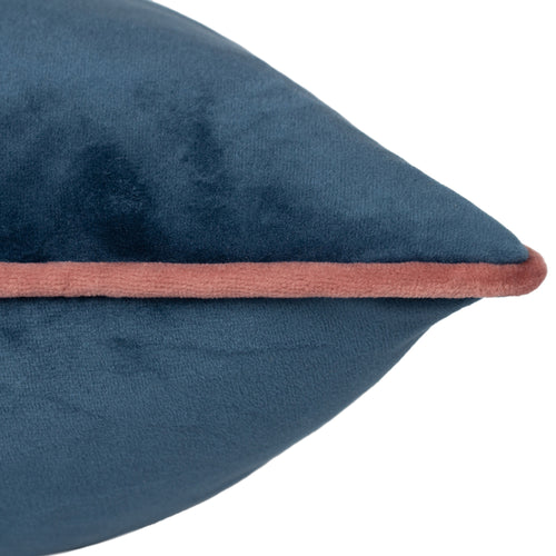 Plain Blue Cushions - Meridian Velvet Cushion Cover Petrol/Blush Paoletti