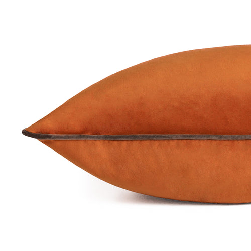 Plain Orange Cushions - Meridian Velvet Cushion Cover Pumpkin/Mocha Paoletti