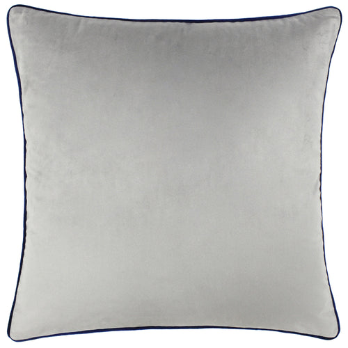Plain Grey Cushions - Meridian Velvet Cushion Cover Silver/Navy Paoletti
