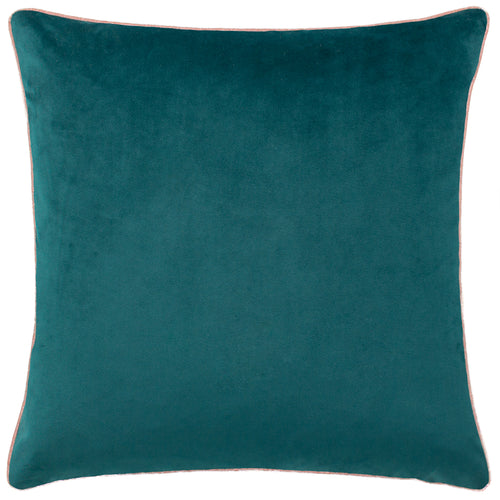 Plain Blue Cushions - Meridian Velvet Cushion Cover Teal/Blush Paoletti