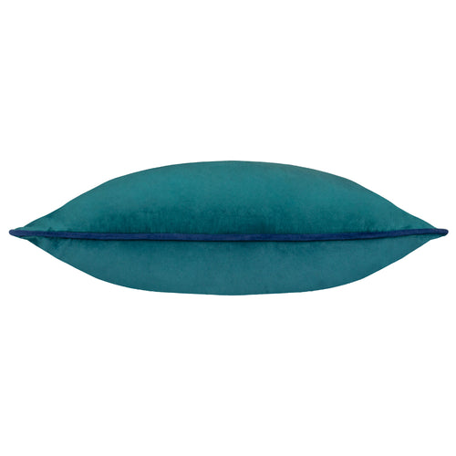 Plain Blue Cushions - Meridian Velvet Cushion Cover Teal/Navy Paoletti