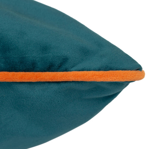Plain Blue Cushions - Meridian Velvet Cushion Cover Teal/Tiger Paoletti