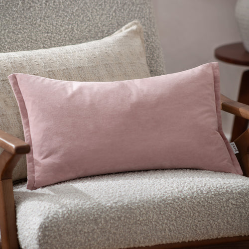 Plain Pink Cushions - Merton Rectangular Velvet Cushion Cover Dusty Rose Yard