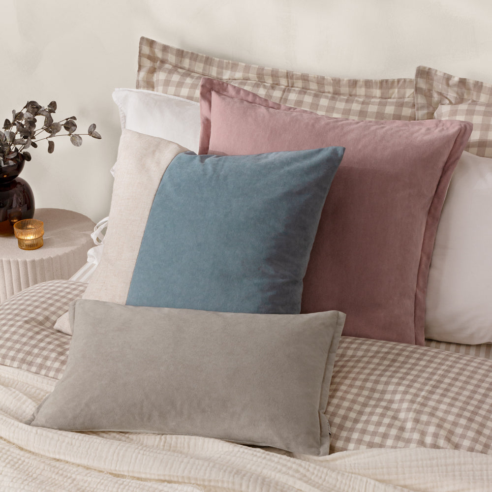 Merton Square Velvet Cushion Dusty Rose