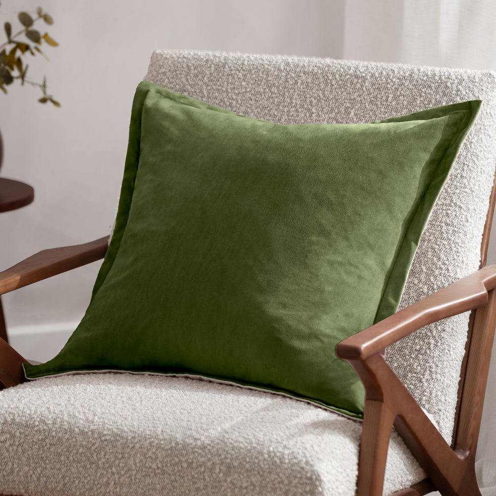 Merton Green Square Velvet Cushion Cover | Olive Oil Cushions