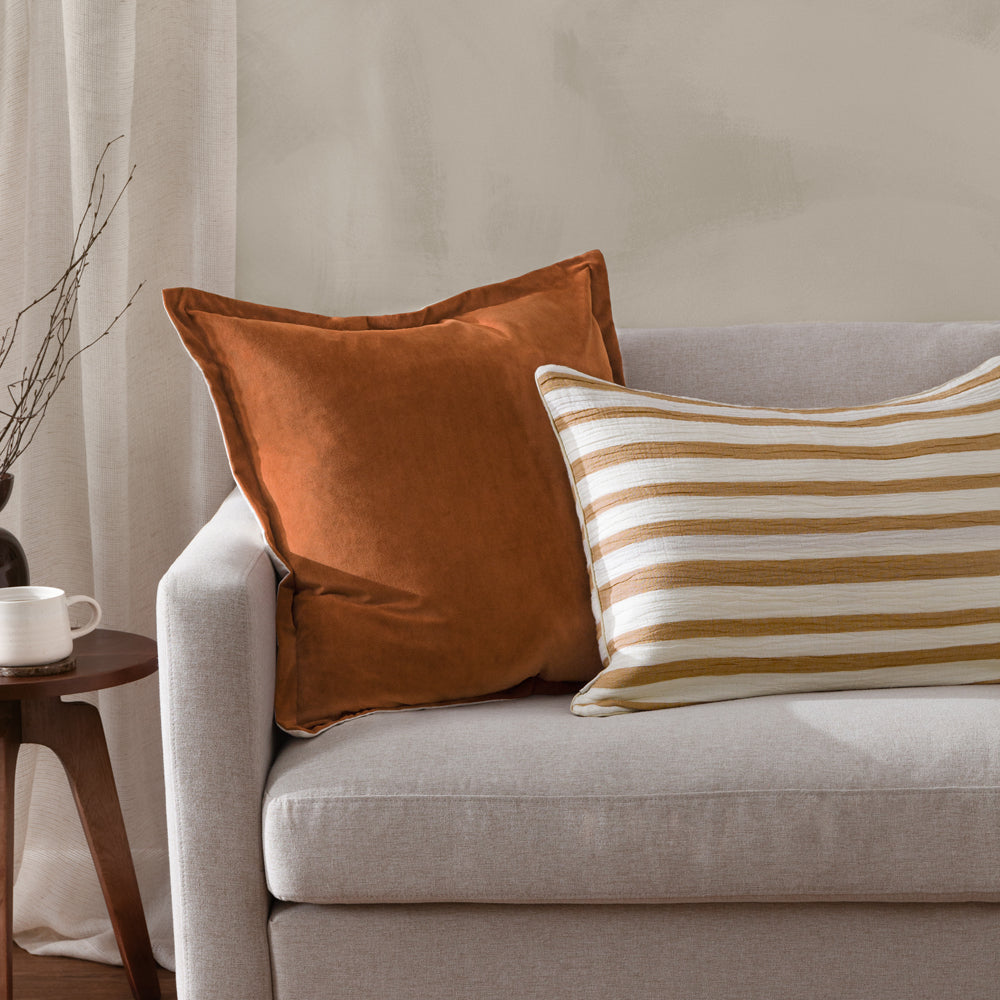 Merton Square Velvet Cushion Pecan