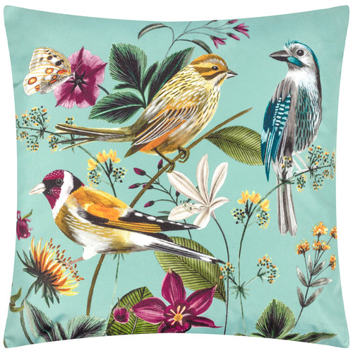 Wylder Midnight Garden Birds Outdoor Cushion Cover in Aqua