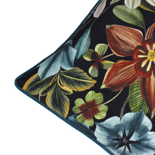 Plain Blue Cushions - Midnight Garden Floral Rectangular Cushion Cover Teal Evans Lichfield