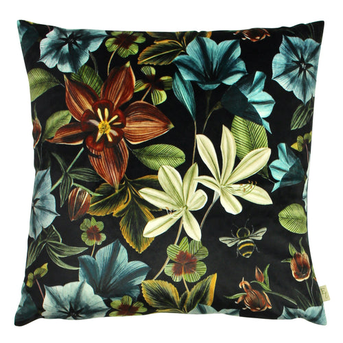 Plain Blue Cushions - Midnight Garden Floral Square Cushion Cover Teal Evans Lichfield
