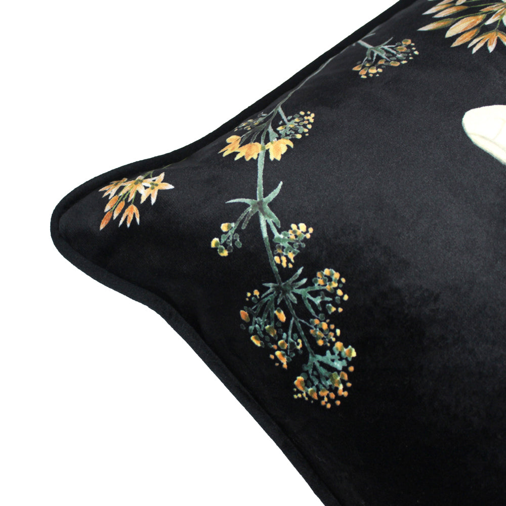 Midnight Garden Bee Cushion Black