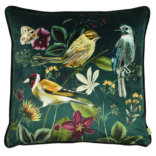 Animal Green Cushions - Midnight Garden Bird Cushion Cover Green Evans Lichfield