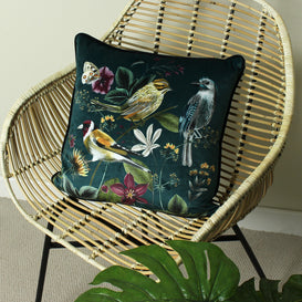 Evans Lichfield Midnight Garden Bird Cushion Cover in Green