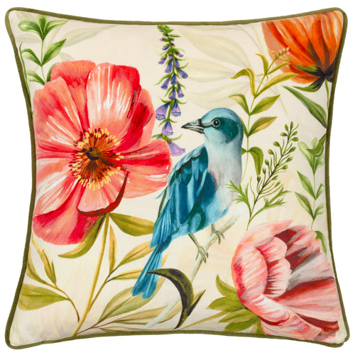 Animal Multi Cushions - Nectar Garden Bluebird Piped Velvet Cushion Cover Bloom Wylder Nature