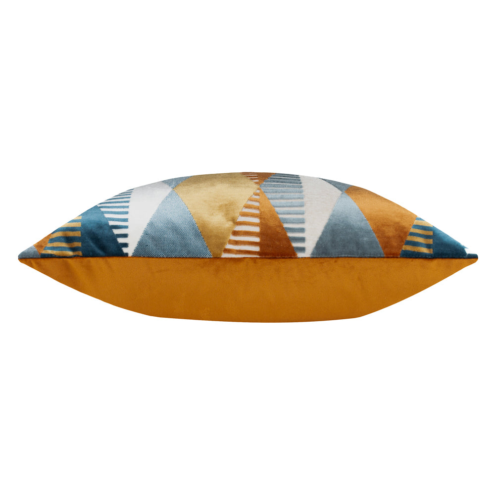 Metro Harlequin Velvet Cushion Ginger
