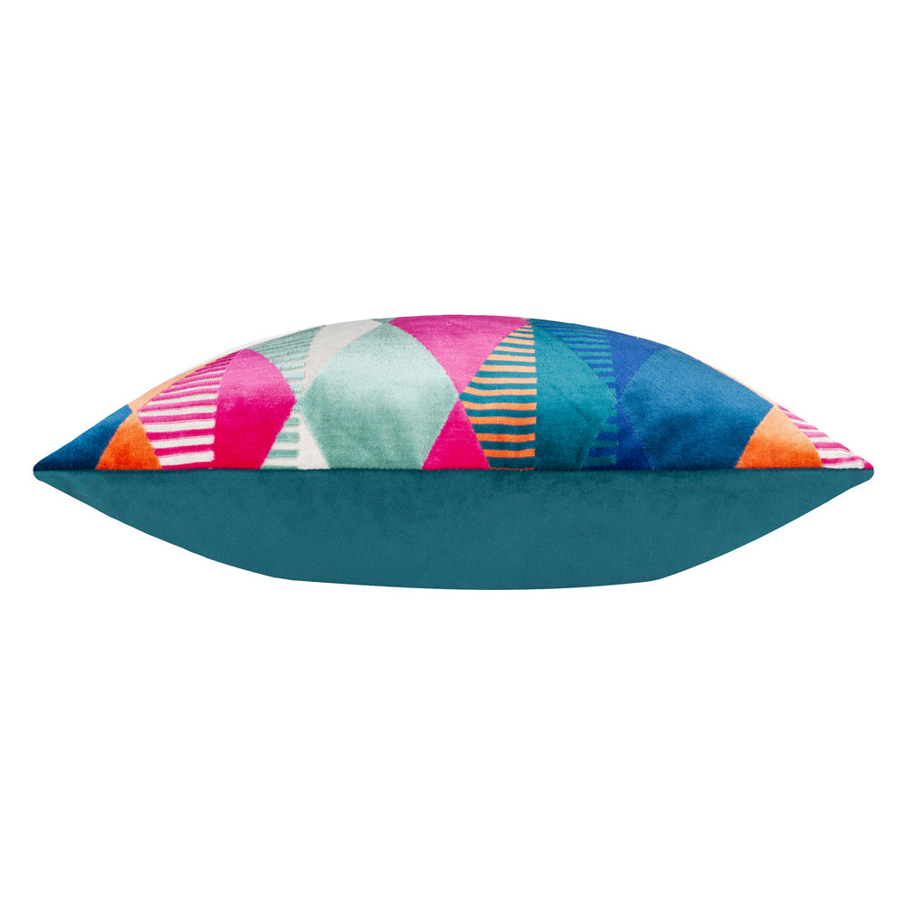Metro Harlequin Velvet Cushion Multicolour