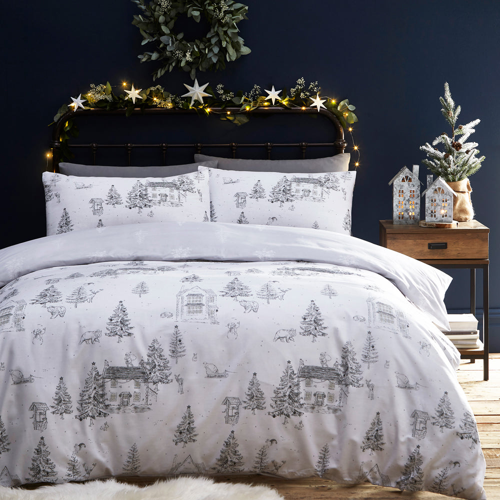  White Bedding - Midwinter Toile  Duvet Cover Set Snow furn.