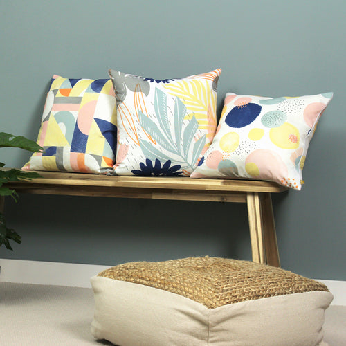 Abstract Green Cushions - Mikalo 100% Recycled Cushion Cover Lime/Cobalt furn.